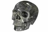 Carved, Grey Smoky Quartz Crystal Skull #116470-1